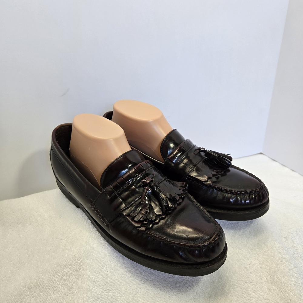 E.T. Wright Mens Size 9.5 N Kiltie Tasseled Burgundy Leather Slip On Loafers